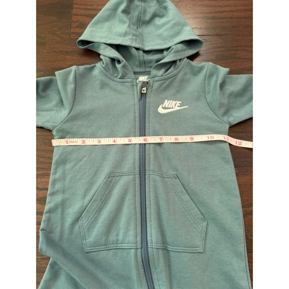 Nike Baby Mineral Slate Green Hooded Full Zip Coverall Romper 18M 66F814-G3S